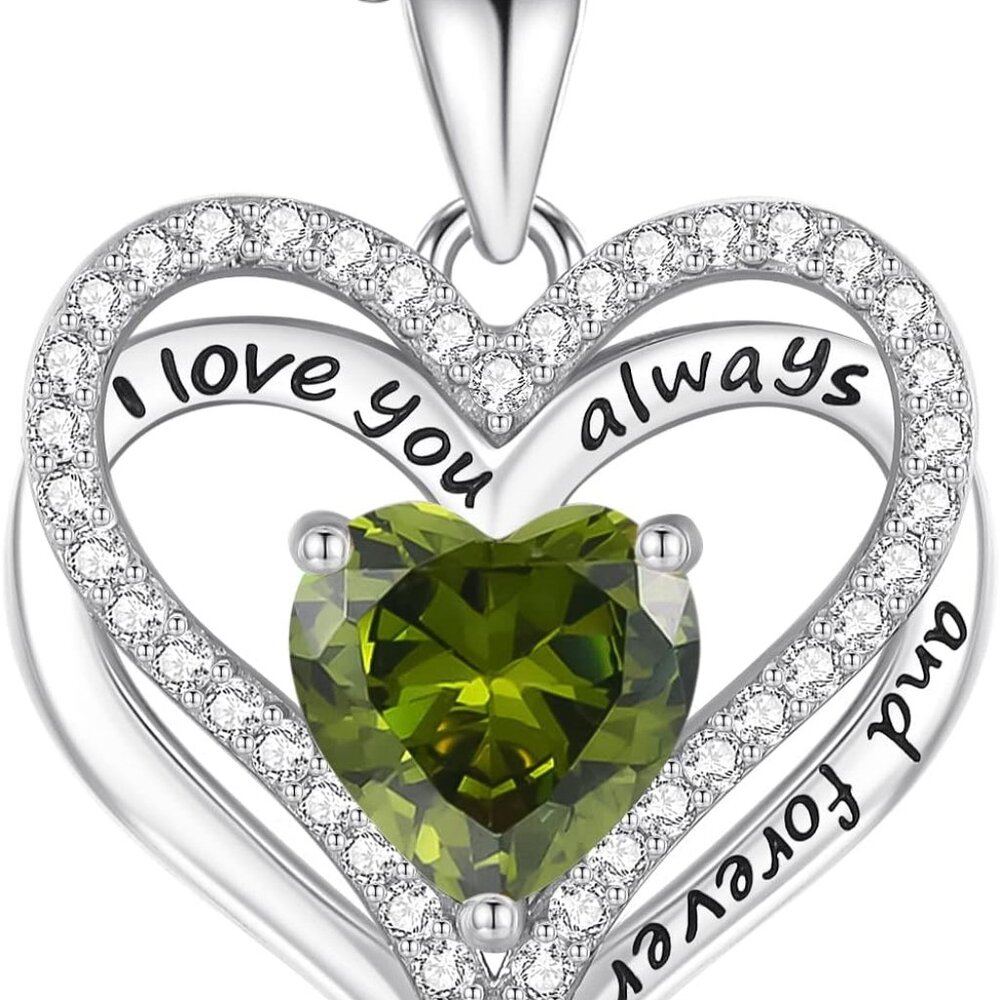 Personalized Birthstone Heart Necklace in S925 Silver - Cherished Gift for Her